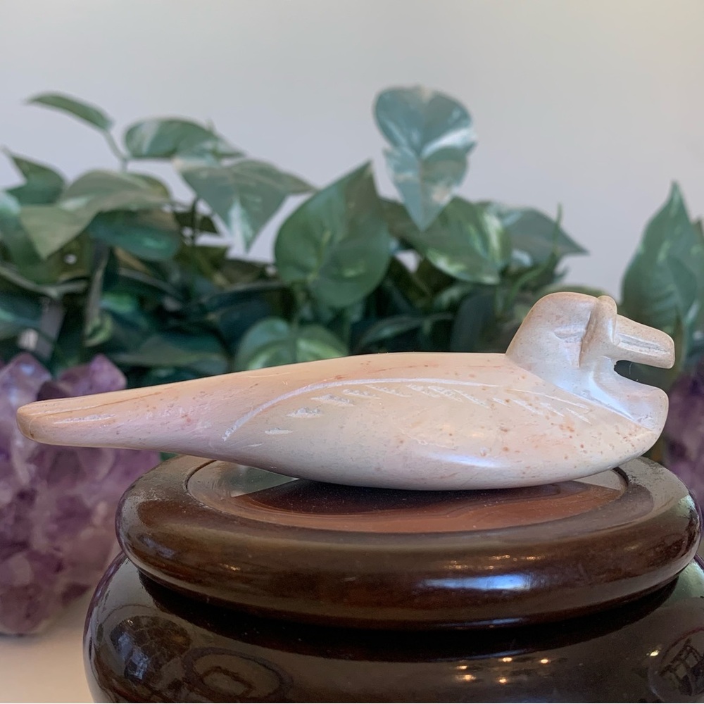Hand Carved Soapstone Duck Loon Sculpture Stone Stylized Bird Figurine Kenya 4.6